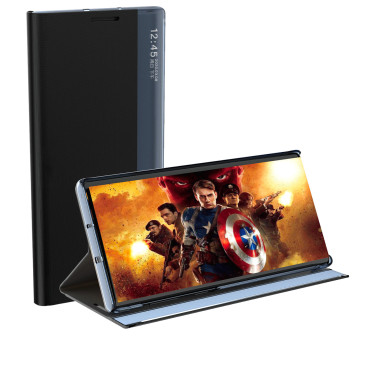 Capa de caso com aba e suporte para Xiaomi Redmi Nota 12 Pro + New Sleep Case Blue