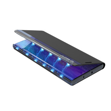 Capa de caso com aba e suporte para Xiaomi Redmi Nota 12 Pro + New Sleep Case Blue