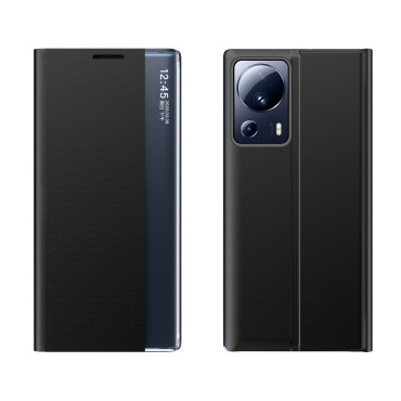 Capa de caso com aba e suporte para xiaomi 13 lite novo caso de sono preto