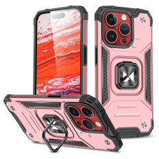 Páncélozott tok ujjlenyomattal az iPhone 15 Pro Ring Armor Pink Gold
