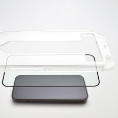 Härdat glas 9h på iPhone 15 Pro Premium Glass-skärm med svart monteringsram