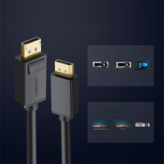 Cable DisplayPort HDR 3D 4K 1M melns kabelis