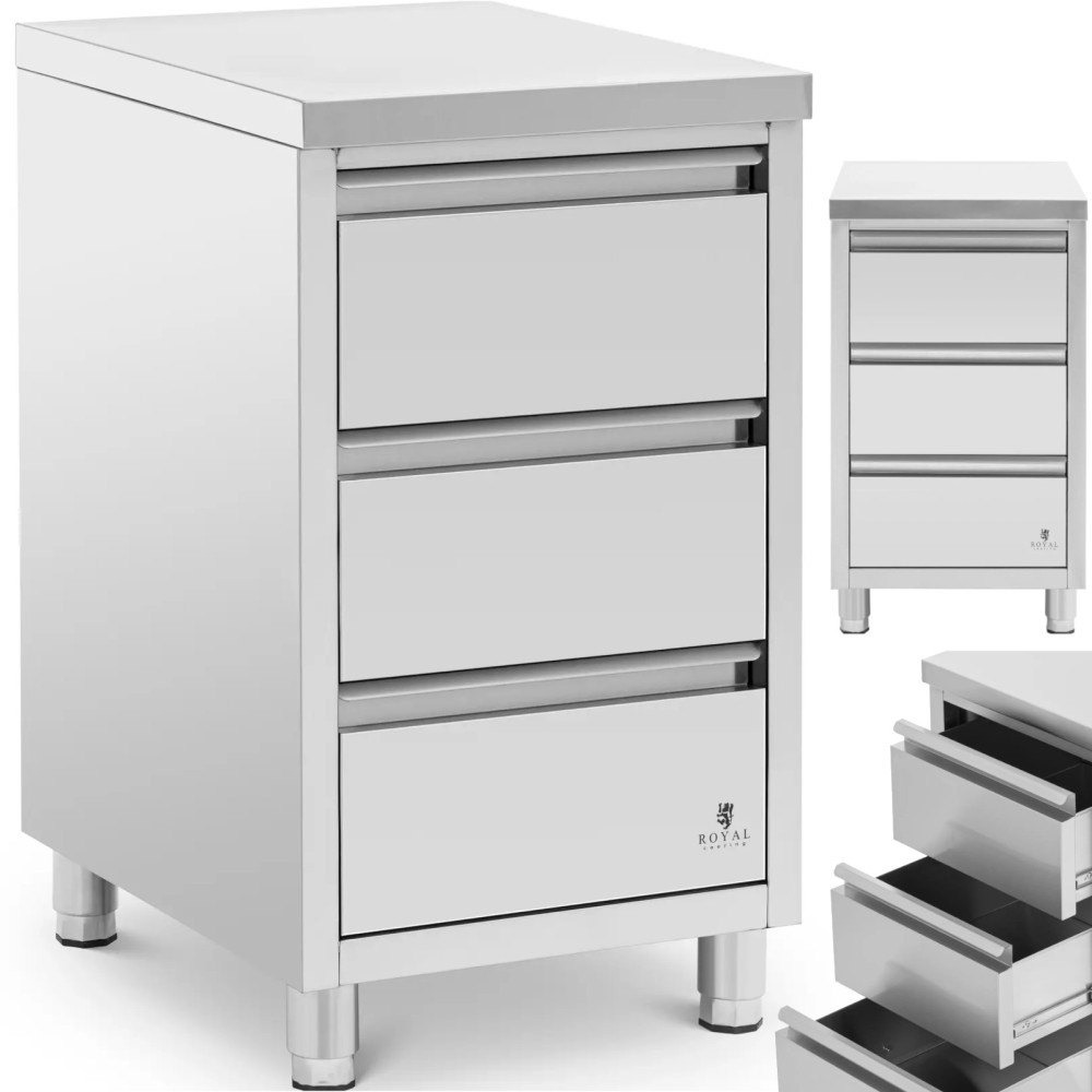 Dvojitě těsní skříňka 3 zásuvky ocel 50 x 60 x 87 cm Dvojitě těsní skříňka 3 zásuvky ocel 50 x 60 x 87 cm