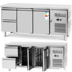 Gekoelde tafel met werkblad 2 kamers 2 laden -2-10 C 417 L 275 W