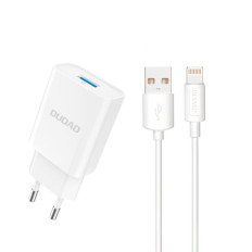 USB-A Network Charger 2.1a 10w med kabel för iPhone USB-A - Lightning White