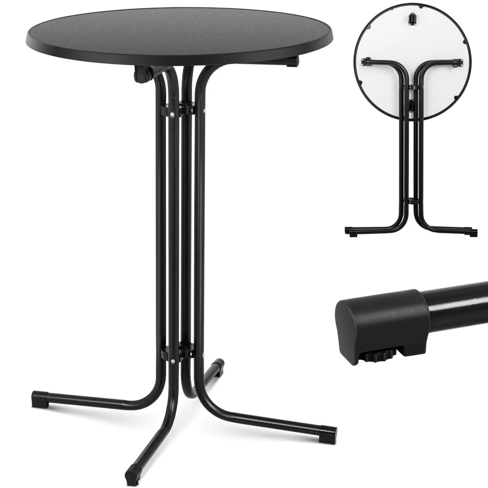 Galda galds ar šķūni round garš salocīts. 80 cm augstums 110 cm melns