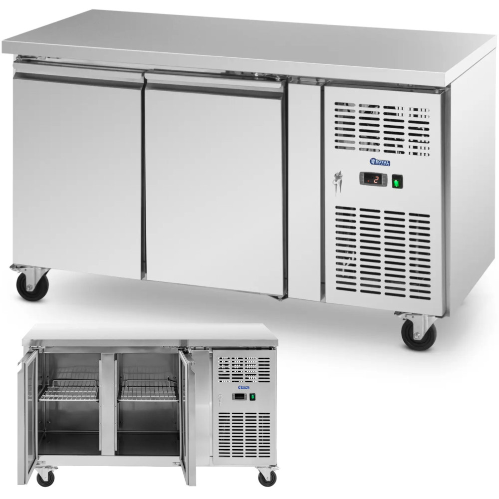 Gastronomische koeltafel op wielen 2 kamers 260 L 136x70x85 cm
