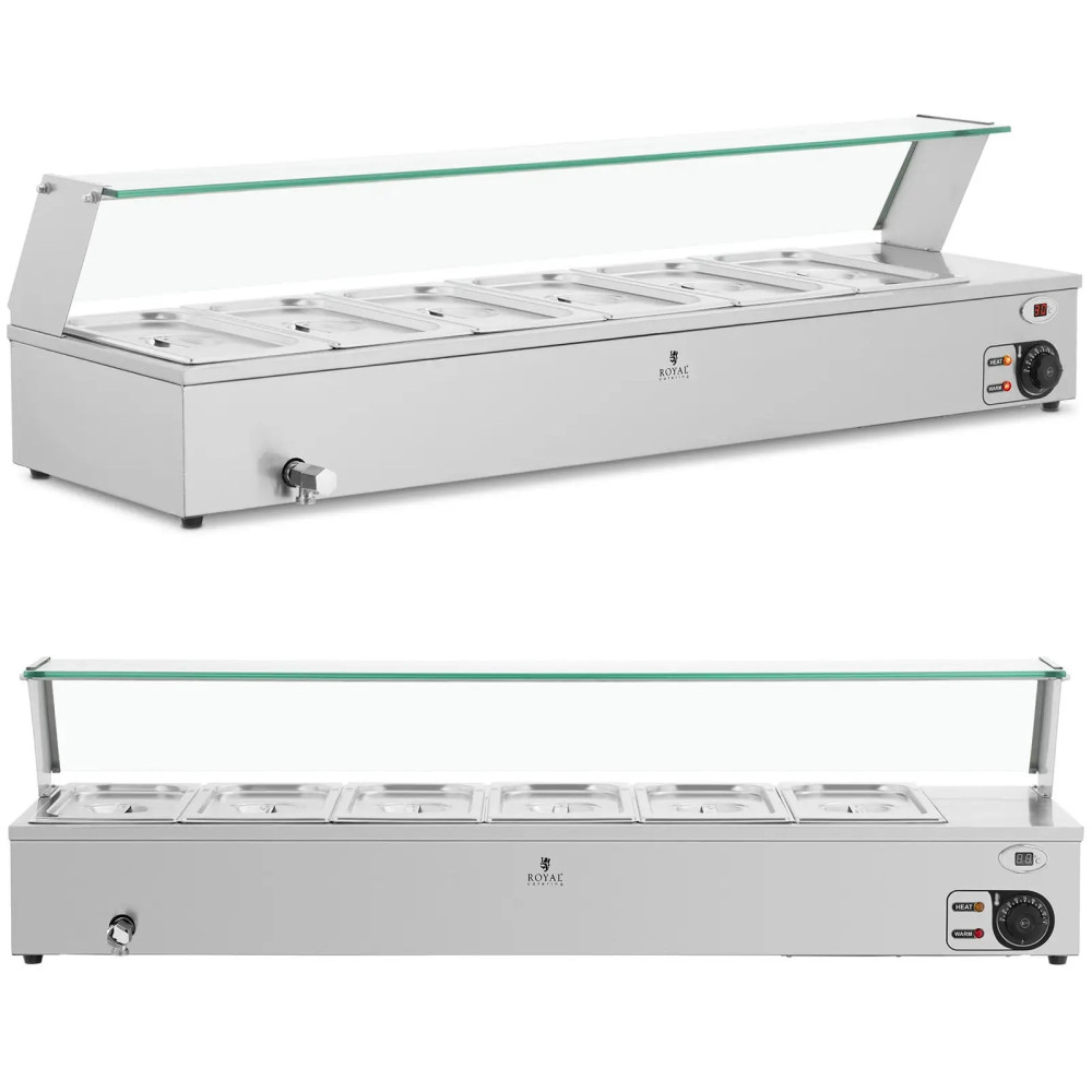 Bemar Dish värmare uppvärmning buffé med sköld 6 x GN 1/3 2100 W