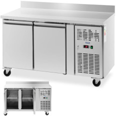 Refrigerated table with racks on wheels 2 chambers 260 L 136x70x95 cm