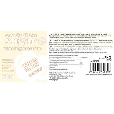 Sokeri sokeriakselin rakeistukseen 0.8-1.2mm Luonnollinen maku valkoinen 5kg
