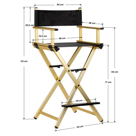Chaise de Maquillage Pliable Aluminium Doré