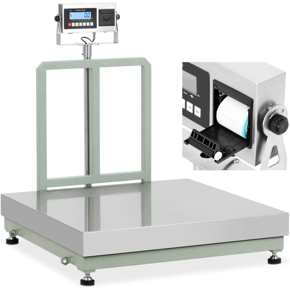 Stupnica platformy s tlačiarňou LCD etikety 100 x 100 cm 500 kg / 50 g