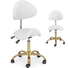 Silla Cosmética con respaldo Ajustable Mannheim Blanco y Oro