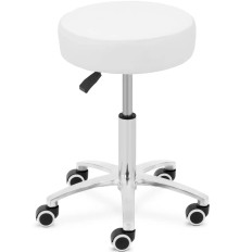 Taburete cosmético de taburete sobre ruedas de hasta 120 kg Como - Blanco