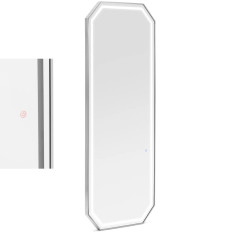 Console-console Kappersspiegel met 380 x 70 cm - Zilveren LED-verlichting