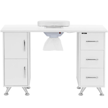 Kosmetisk skrivbord för manikyr med OMBUNATOR 3 Lådor 2 Skåp - Vit Silver
