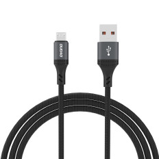 Kabelkabel med L3SM USB-A Braid - MicroUSB 3A 1.2m - Sort