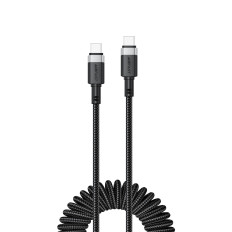 Kabelspiraalkabel USB-C - USB-C 480MB / S 3A 1.2m - Zwart