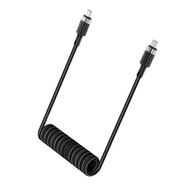 Kabel spiralkabel USB-C - USB-C 480MB / s 3A 1.2m - svart