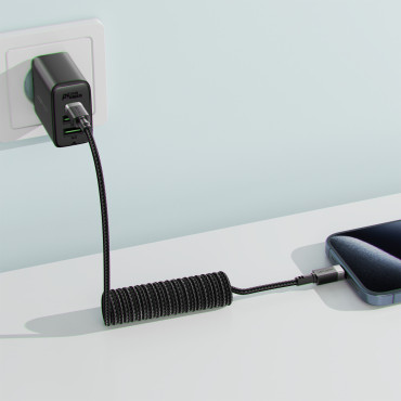 Káblová špirála Kábel USB-C - USB-C 480MB / S 3A 1.2m - čierna