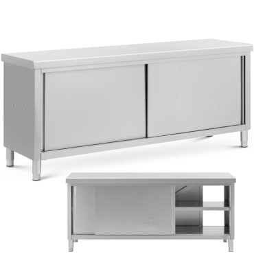 Tabela calculada da mesa de trabalho com um gabinete de aço 200 x 60 cm