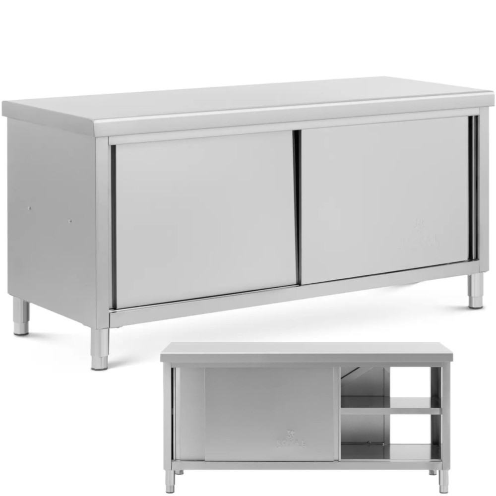 Taulukko Työtason laskettu taulukko 180 x 70 cm: n teräskaappi