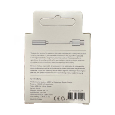 Samsung DAC USB-C hörlursadapter - Mini Jack 3.5mm - vit