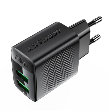 A86 2X USB-A-nätverksladdare - Svart