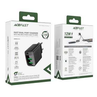 A86 2X USB-A-nätverksladdare - Svart