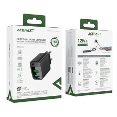 A86 2X USB-A-nätverksladdare - Svart
