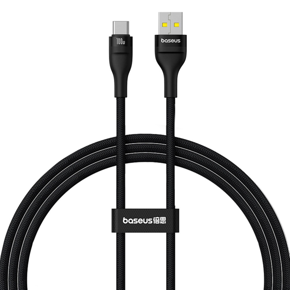 Kabelski utripalni kabel 2 USB-A - USB-C 100W 1M - črna