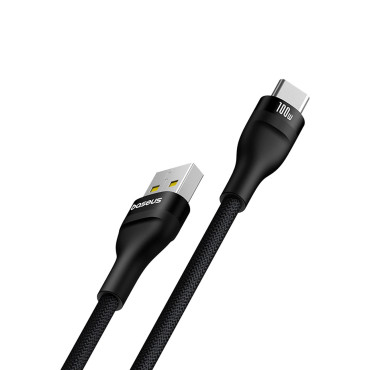 Καλώδιο φλας ανθεκτικό καλώδιο 2 USB-A - USB-C 100W 1M - Μαύρο