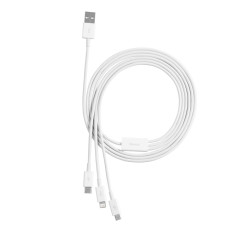 3in1 Cable Superior serija USB-A - USB-C / iPhone Lightning / Micro USB 3.5A 0.5m - bela