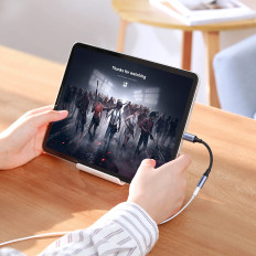 Mini Jack Headphone Adapter 3.5 mm (Kvinne) - USB-C (Mann) 10cm - Grå