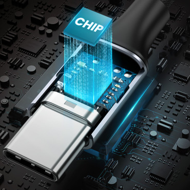Mini Jack hörlursadapter 3,5 mm (kvinnlig) - USB-C (Man) 10cm - Grå