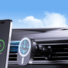 Autohouder voor de telefoon met een geruite geruite cockpit 15W - zwart