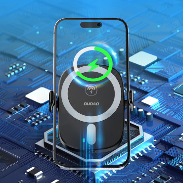 Imetnik avtomobilov za telefon s kockasto kockasto 15W - črna