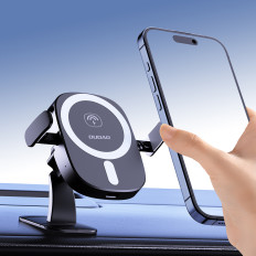 Imetnik avtomobilov za telefon s kockasto kockasto 15W - črna