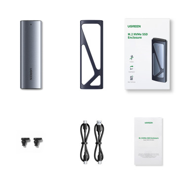 Mājokļu kabata Disk M.2 NVME 10Gbps + USB-C Cable - USB-A / USB-C - USB-C - melns