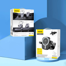 Držák auta pro telefon s kostkovaným kostkovaným kokpitem 15W - černá