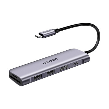 6W1 HUB USB-C ADAPTER - USB-A USB-C PD SD čítačka TF - Gray