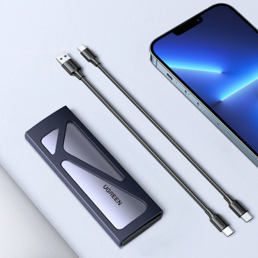 Mājokļu kabata Disk M.2 NVME 10Gbps + USB-C Cable - USB-A / USB-C - USB-C - melns