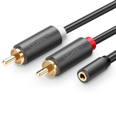 Cable Audio Cable Mini Jack 3.5mm (Nainen) - 2RCA (mies) 1m - harmaa