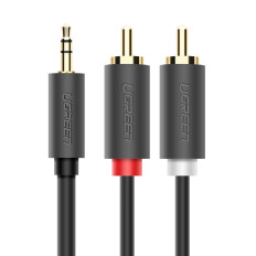 Kaabli audiokaabel 3,5 mm mini jack (mees) - 2RCA (isane) 1m - hall