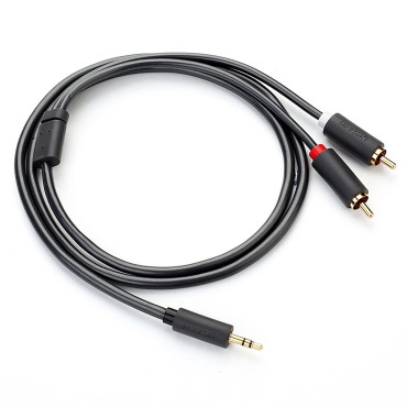 Káblový audio kábel 3,5 mm Mini Jack (Muž) - 2RCA (Muž) 1M - Gray
