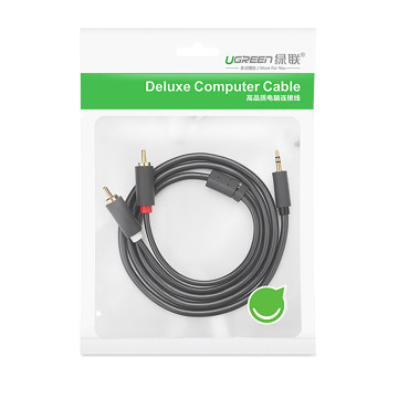 Káblový audio kábel 3,5 mm Mini Jack (Muž) - 2RCA (Muž) 1M - Gray