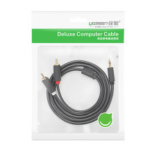 Káblový audio kábel 3,5 mm Mini Jack (Muž) - 2RCA (Muž) 1M - Gray