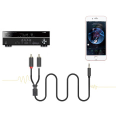 Káblový audio kábel 3,5 mm Mini Jack (Muž) - 2RCA (Muž) 1M - Gray