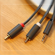Káblový audio kábel 3,5 mm Mini Jack (Muž) - 2RCA (Muž) 1M - Gray