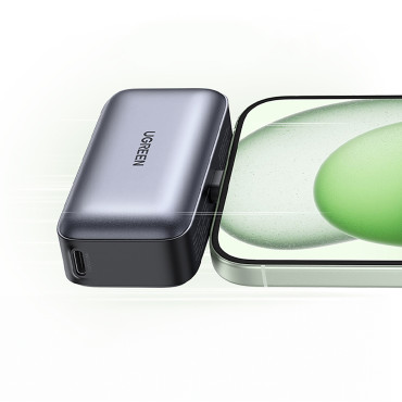 PowerBank 5000MAH integrēta USB-C (vīrietis) / USB-C (sieviete) savienotājs - pelēks